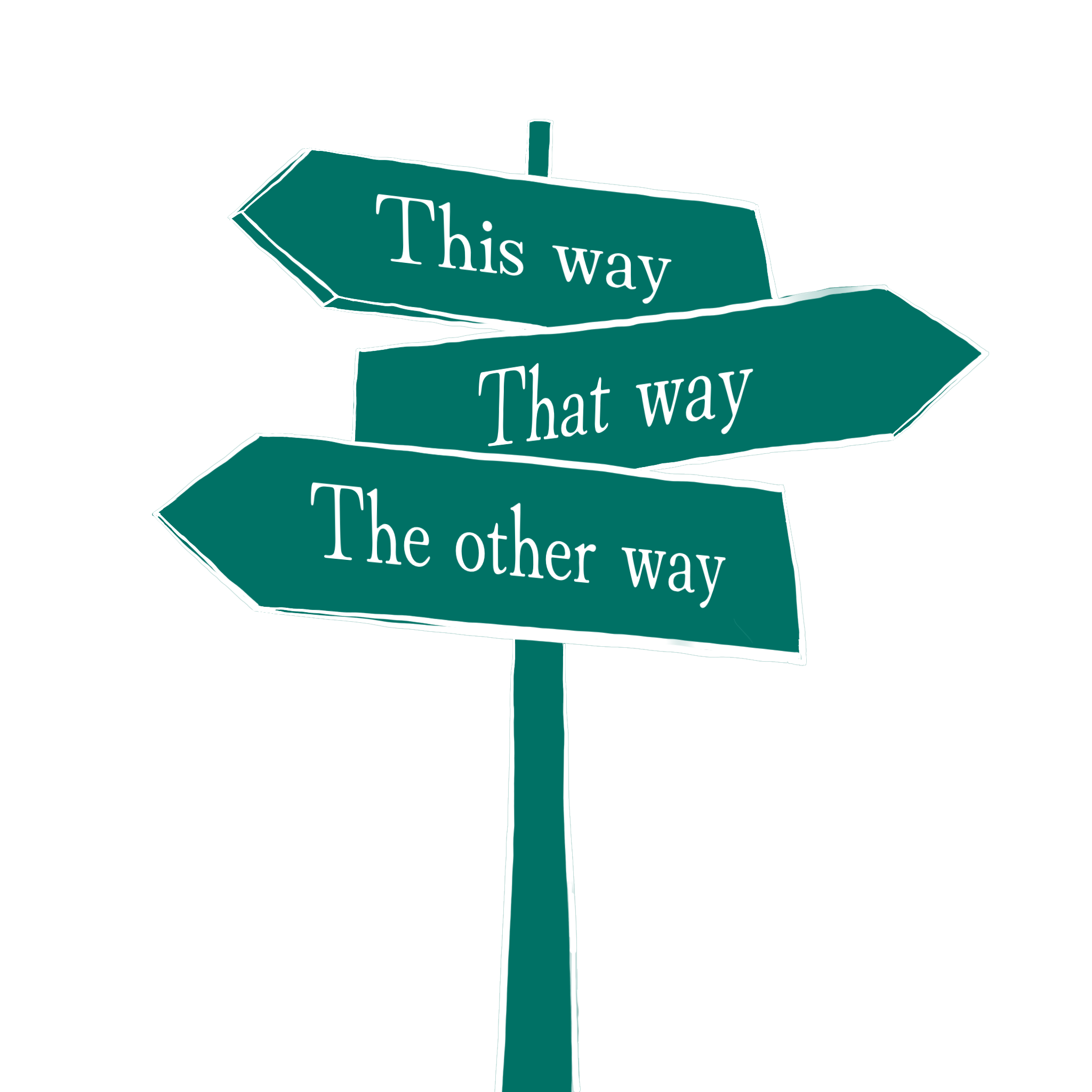 A signpost pointing in three different directions