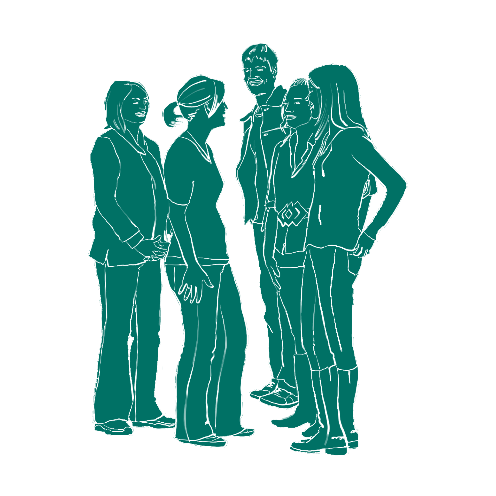 A small group of students talking to each other in Italian