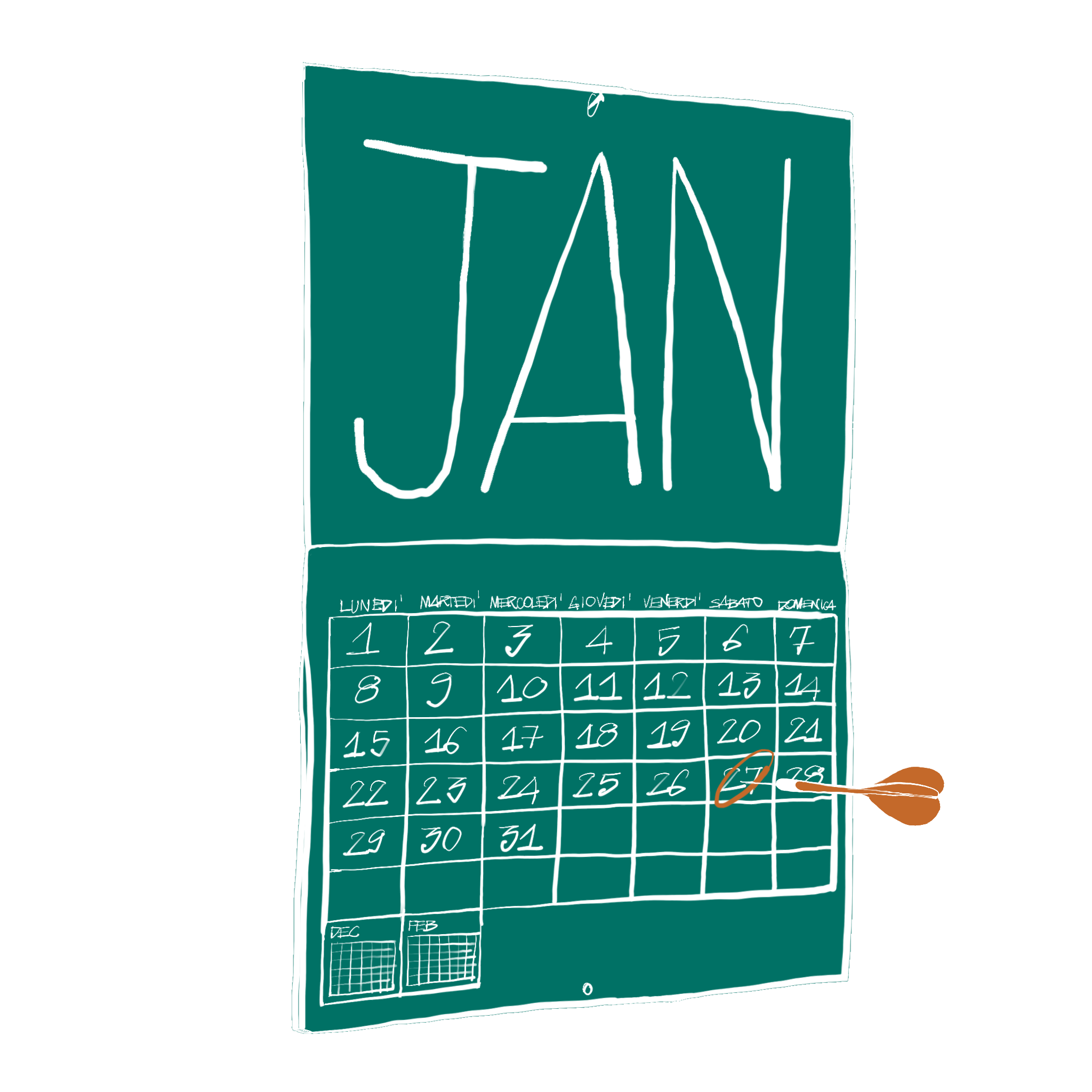 A calendar with a target date circled